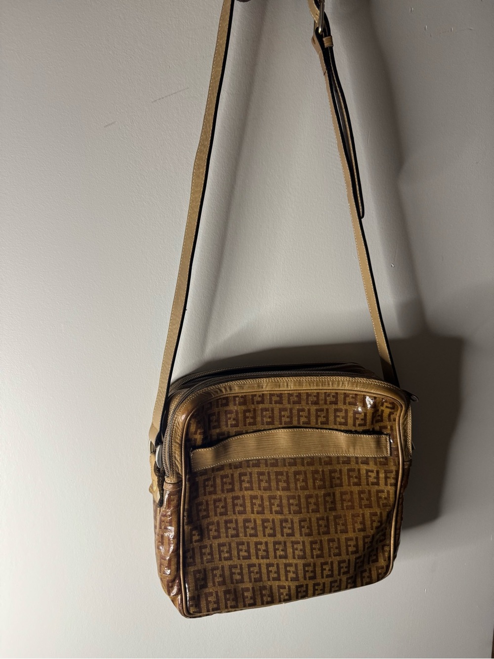 Fendi Tan/Brown Zucca Monogram Crossbody Bag